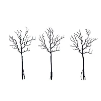 14in. Pre-Lit Artificial Halloween Black Twig Branches with 45 Orange LED Lights and Integrated Ground Stake - Set of 3