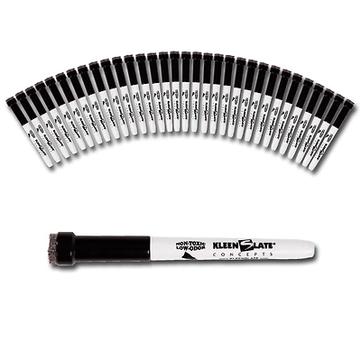 KleenSlate® Small Black Dry Erase Markers with Eraser, 36ct.