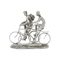 Silver Polystone Contemporary Bicycle Sculpture, 10" x 11" x 5"