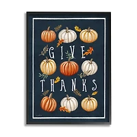 Stupell Industries Give Thanks Autumn Pumpkins Framed Giclee Art