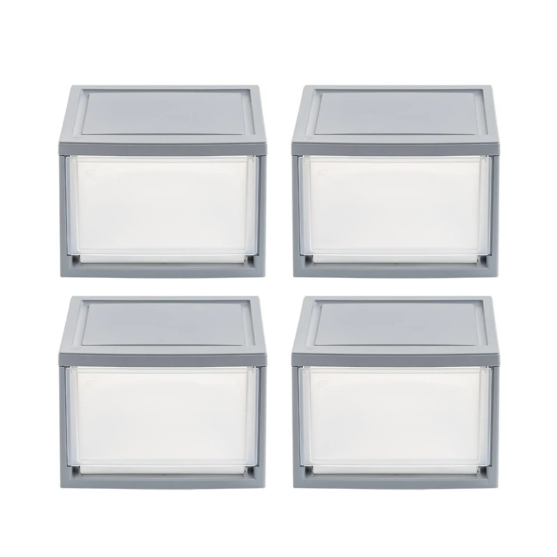 Iris® 13qt. Gray Stackable Drawer, 4 Pack