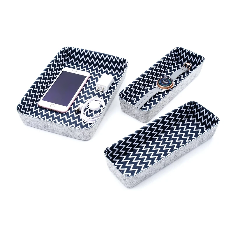 Welaxy Felt 3 Piece Zig Zag Drawer Organizer Set