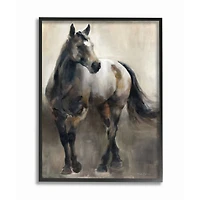 Stupell Industries Abstract Wild Horse Stance Brown Black Painting Framed Wall Art