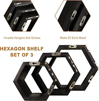 Black Hexagon Floating Shelves Set