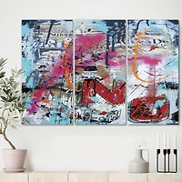 Designart - Old Style Newspaper Street Art Collage IX - Modern Canvas Artwork