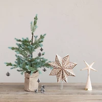 Hello Honey® 11.5" Hand-Painted Paper Mache Star Tree Topper with Gold Foil