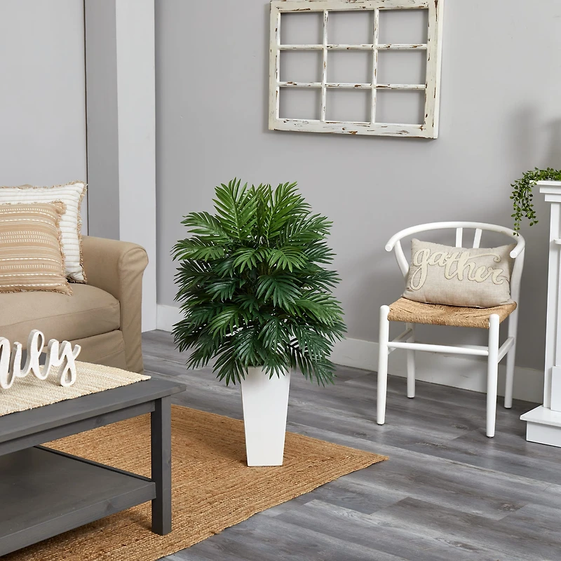 3.5ft. Areca Palm Artificial Plant in White Tower Planter
