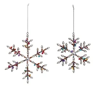 Rainbow Beaded Snowflake Ornament Set