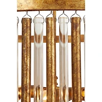 Gold Iron Glam Drum Chandelier, 25" x 22" x 22"