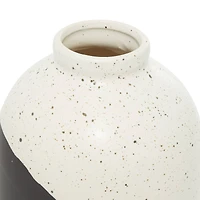 Black Ceramic Contemporary Vase, 10" x 6" x 6"