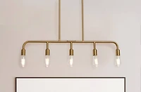 Hello Honey® Robert Stevenson Lighting Benson Exposed Bulb Metal 5-Light Linear Chandelier