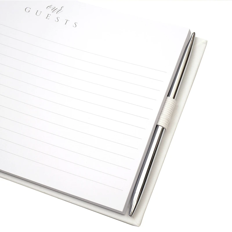White & Silver Guest Book & Pen Set by Celebrate It™