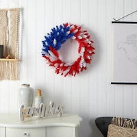 24" Warm LED Red, White & Blue Patriotic Wreath