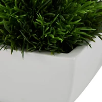 7" Green Foliage Artificial Plant with White Ceramic Pot