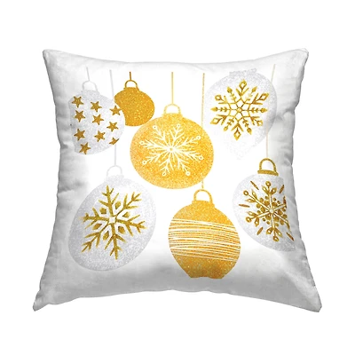 Stupell Industries Twinkling Snowflake Ornaments Throw Pillow