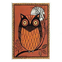 Stupell Industries Round Owl Autumn Botanical Border Wall Plaque Art