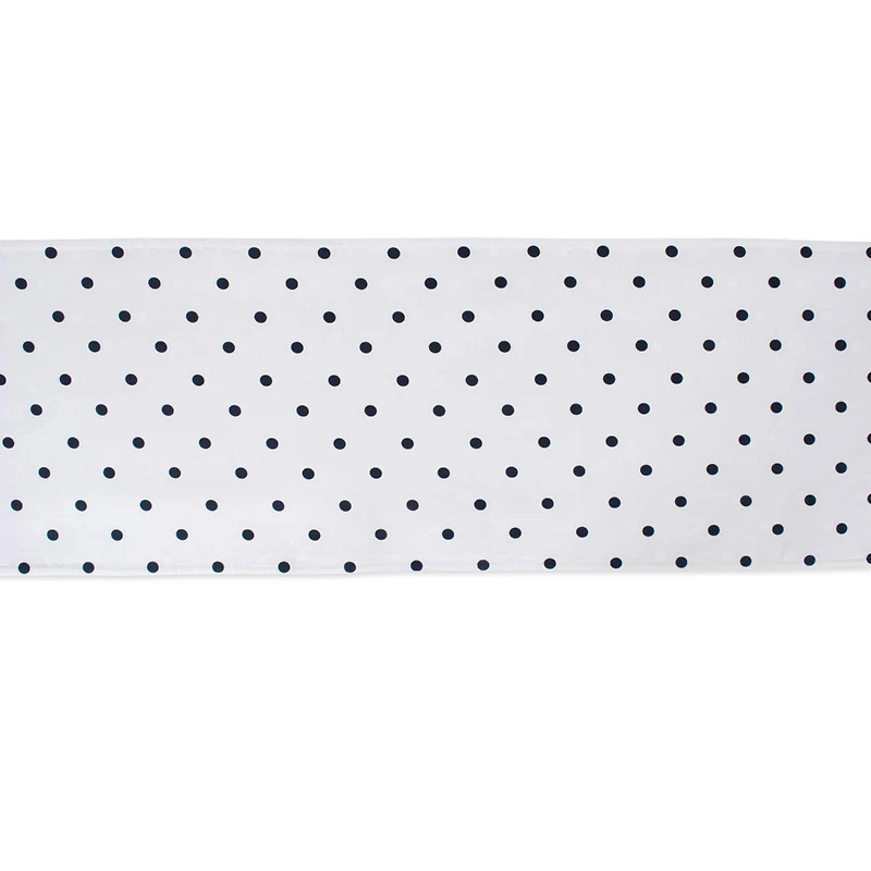 White/Navy Reversible Polka Dot Table Runner 14" x 90"