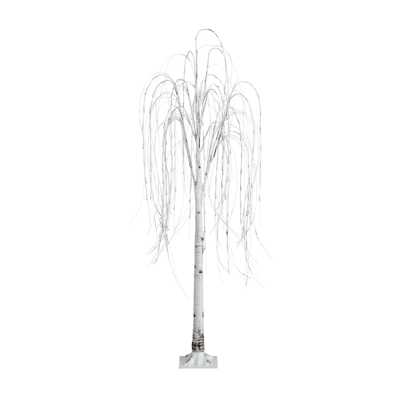 6ft. Pre-Lit White Weeping Willow Artificial Christmas Tree, Warm White LED Lights