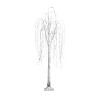 6ft. Pre-Lit White Weeping Willow Artificial Christmas Tree, Warm White LED Lights