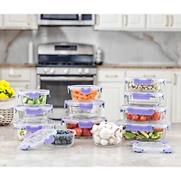 Joyful by JoyJolt® 24-Piece Purple Glass Storage Container Set with Leakproof Lids