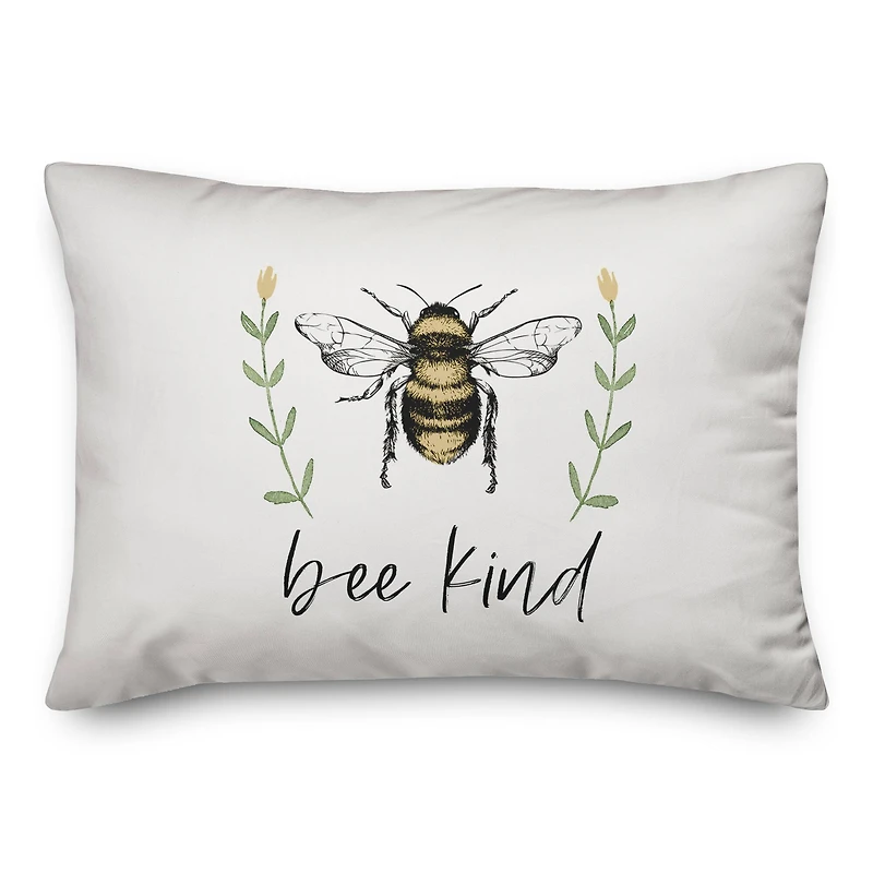 Bee Kind Flowers 14" x 20" Throw Pillow