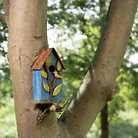 Glitzhome® Distressed Wooden Birdhouse with Leaves