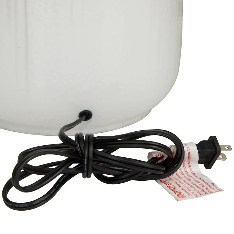 White Glass Gourd Style Base Table Lamp with Drum Shade 17" x 17" x 29"