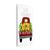 Stupell Industries Hello Summer Quote Sunflower Flower Patriotic Truck Wall Plaque Art