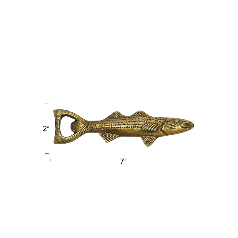 Hello Honey® Antique Gold Finish Cast Aluminum Fish Shaped Bottle Opener