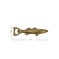 Hello Honey® Antique Gold Finish Cast Aluminum Fish Shaped Bottle Opener