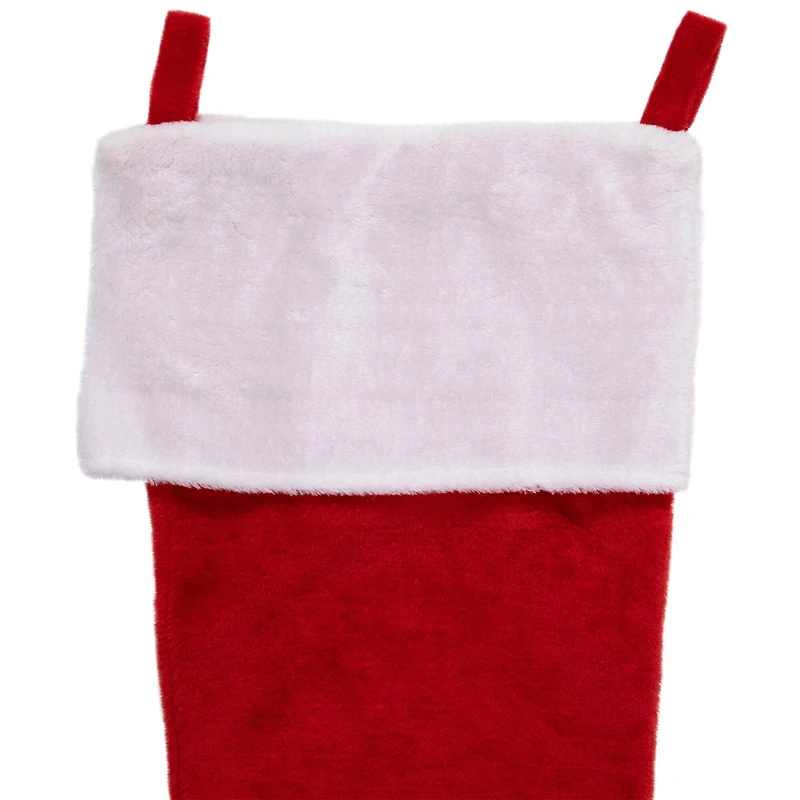 35" Traditional Red with White Cuff Plush Christmas Stocking