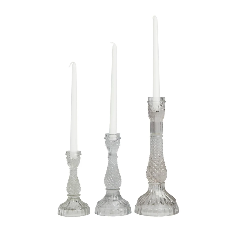 Clear Glass Candle Holder Set