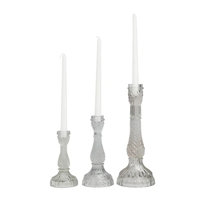 Clear Glass Candle Holder Set