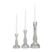 Clear Glass Candle Holder Set