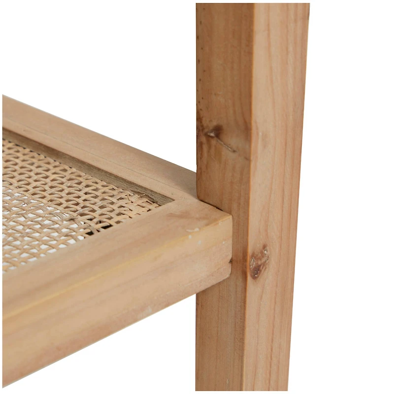 32" Natural Brown Wood Shelf Console Table