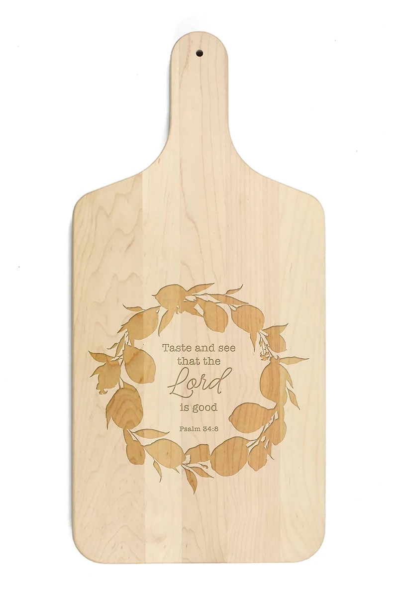 Lemon Wreath 8" x 17" Maple Paddle Cutting Board