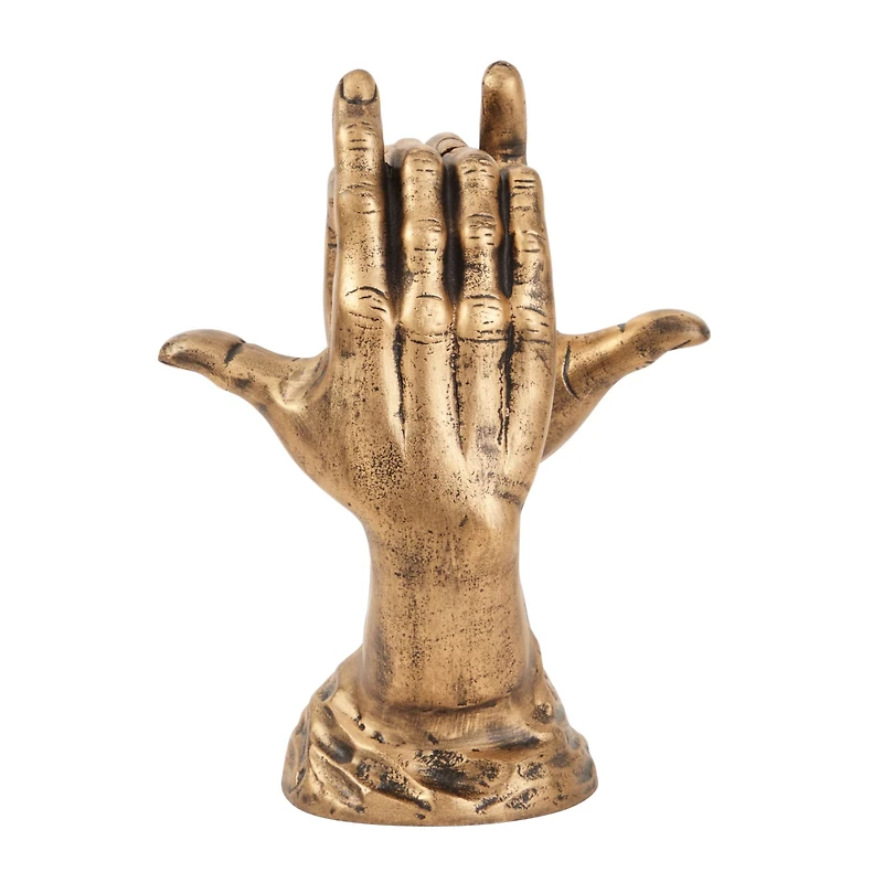 Gold Aluminum Traditional Abstract Sculpture, 11" x 9" x 6"