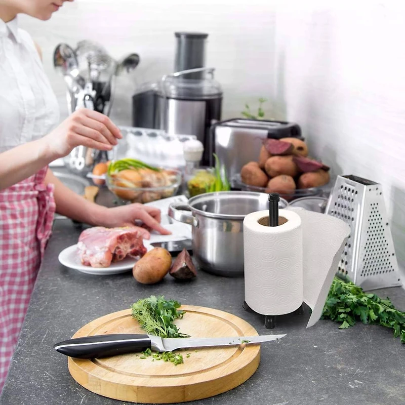 Black Standing Kitchen Industrial Pipe Paper Towel Holder