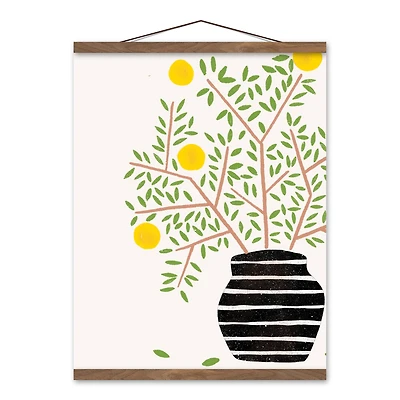 Designs Direct Minimalistic Lemon Tree Teak Hanging Canvas