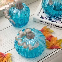 Glitzhome® Blue Glass Pumpkin Set