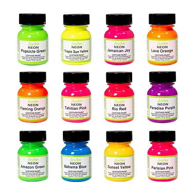 12 Packs: 12 ct. (144 total) Angelus® Neon Acrylic Leather Paint Kit