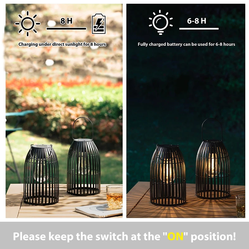 Glitzhome® 9.75" Metal Woven Solar Powered Hanging Lantern
