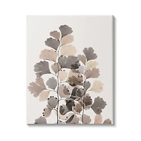 Stupell Industries Modern Ginkgo Leaf Arrangement Translucent Brown Grey Leaves Canvas Wall Art