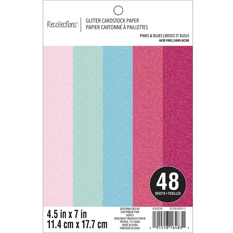 12 Pack: Pinks & Blues Glitter Cardstock Paper Pad by Recollections™, 4.5" x 7"