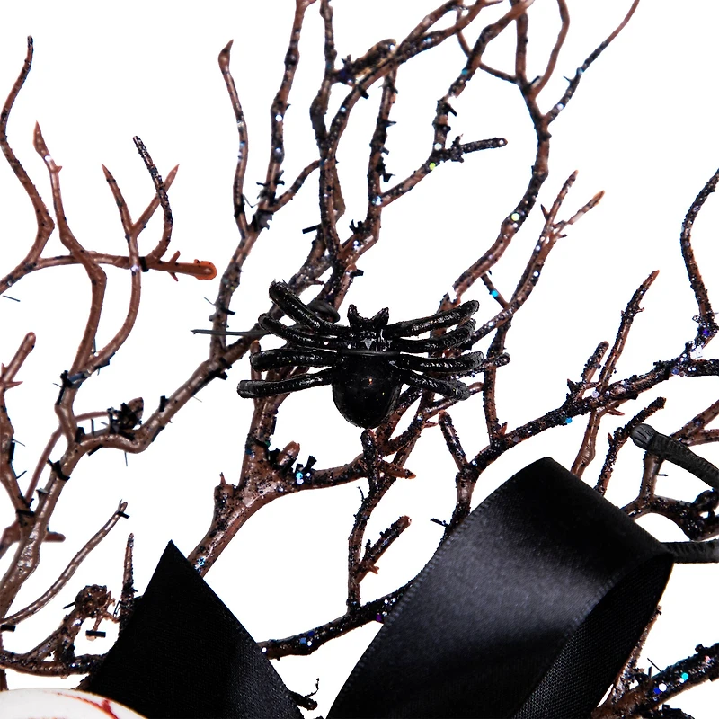 24'' Unlit Eyeballs and Spiders Halloween Twig Wreath