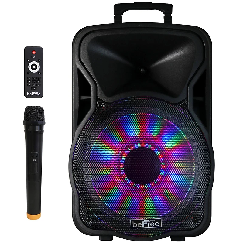 beFree Sound 12" 2500 Watt Bluetooth Rechargeable Portable Party PA Speaker With Illuminating Lights