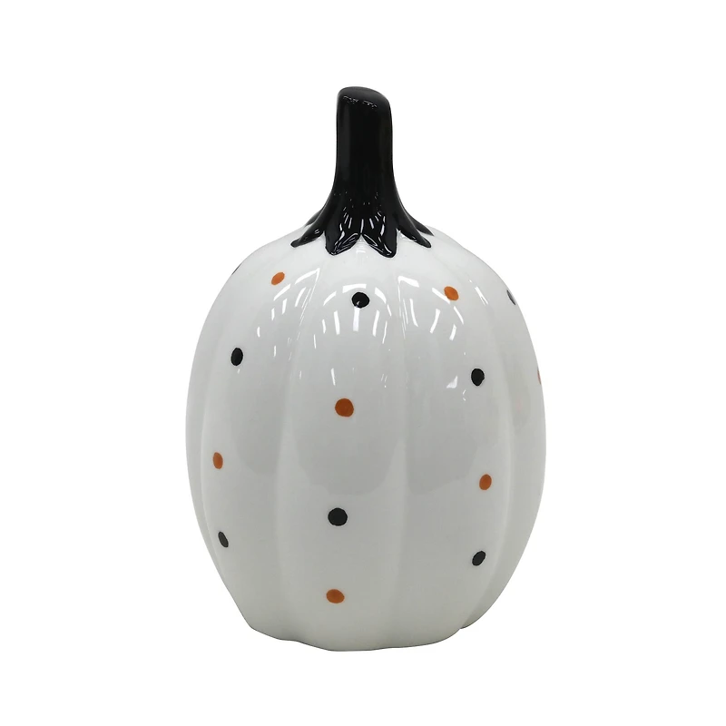 7.25" White Jack-o'-Lantern LED Ceramic Tabletop Décor by Ashland®