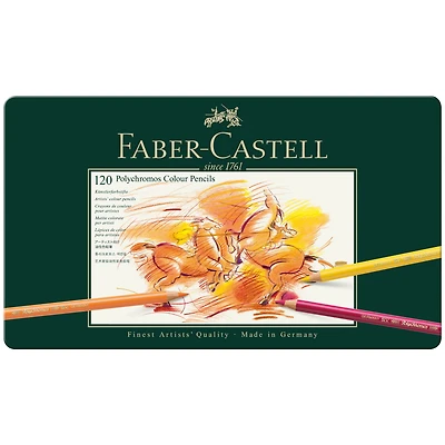 Faber-Castell Polychromos 120 Color Colored Pencil Set in Metal Tin