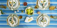 DII® Blue Ocean Stripe Print Outdoor Tablecloth with Zipper, 60x120