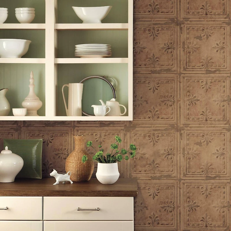 RoomMates Copper Tin Tile Peel & Stick Wallpaper